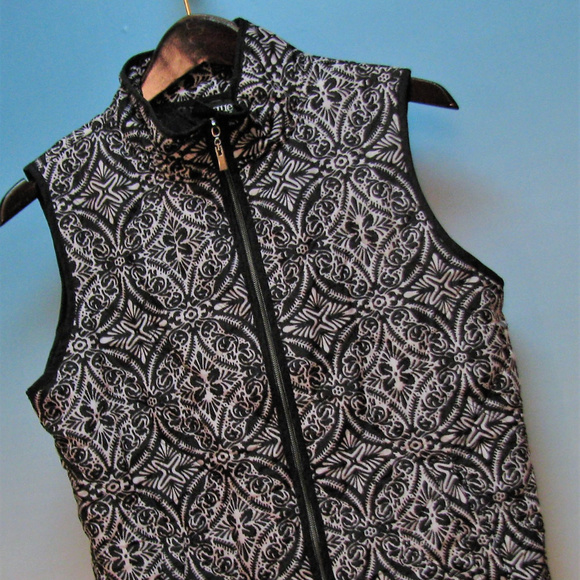 Quilted Vest by Onque Casual  Sz M Black and White - Picture 4 of 8